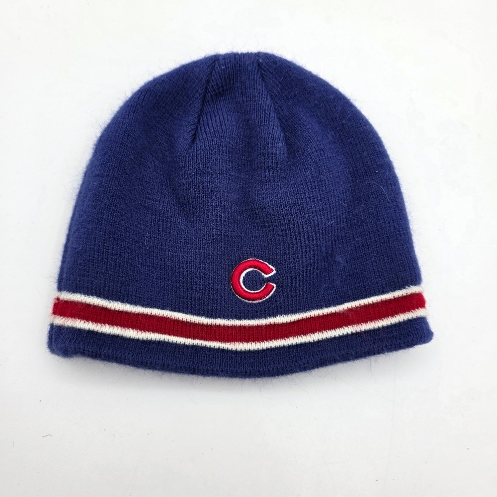 47 Brand Chicago Cubs MLB Kids Blue Knit Beanie Hat Stripe Embroidered‎ Logo